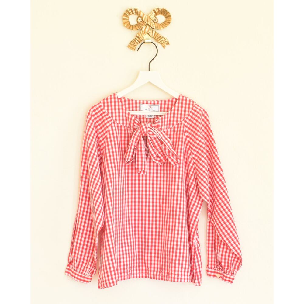 Classic Prep Childrenswear Becca Neck Tie Check Blouse / 6